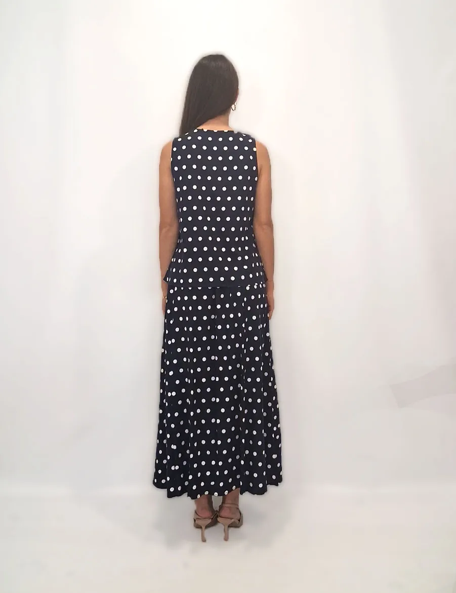 Alternative view of Falda Midi Lunares Azul