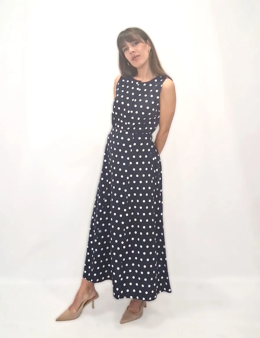 Falda Midi Lunares Azul