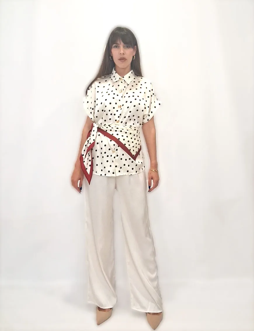 Camisa Lunares Blanco