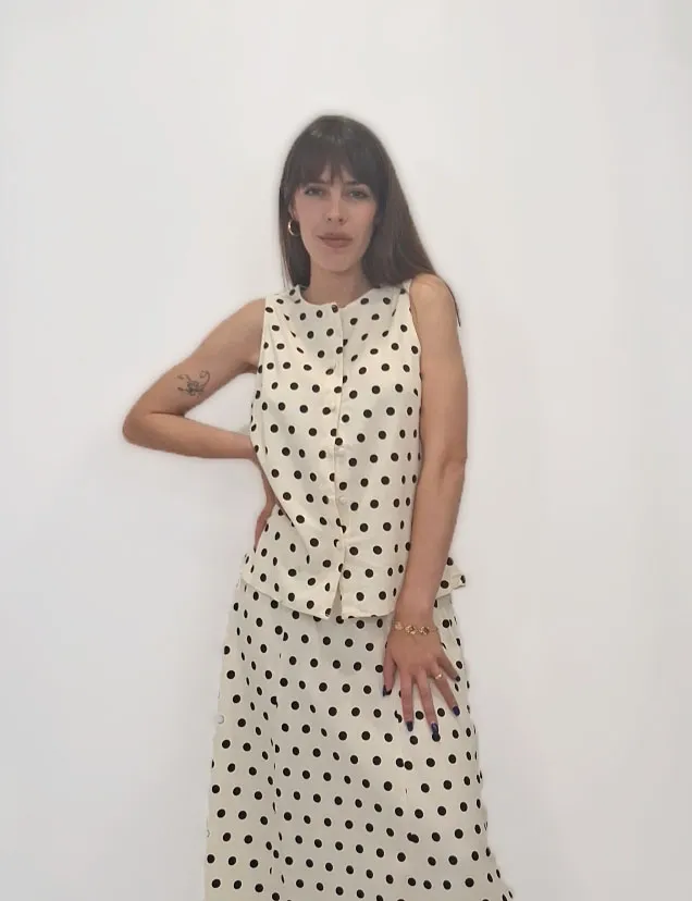 Top Lunares Crema y Marrón