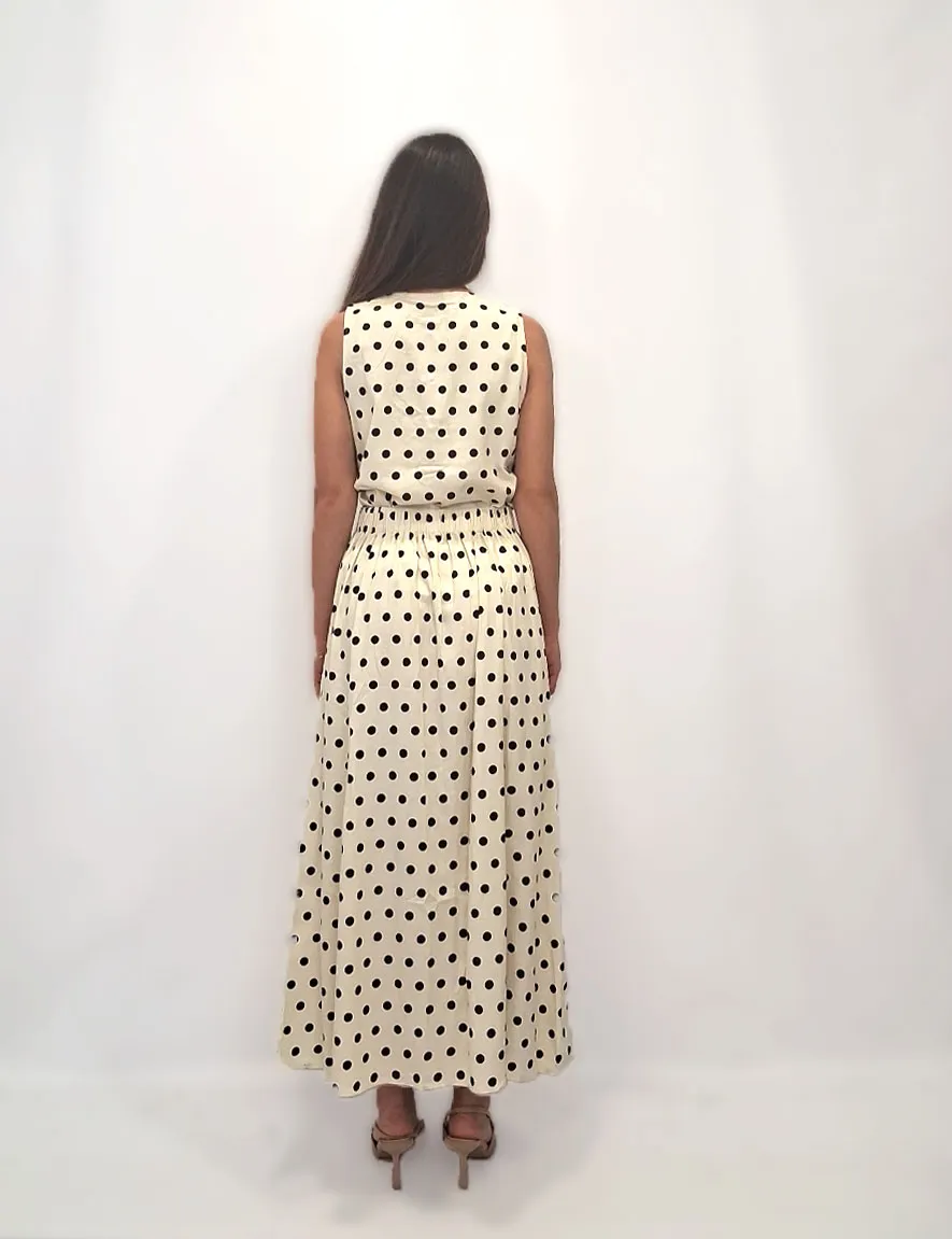 Alternative view of Falda Midi Lunares Crema