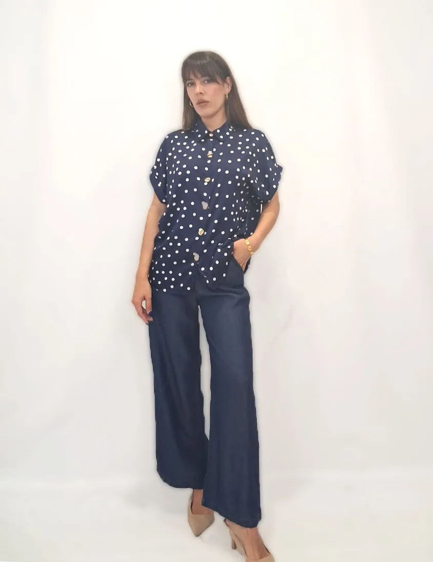 Camisa Lunares Marino