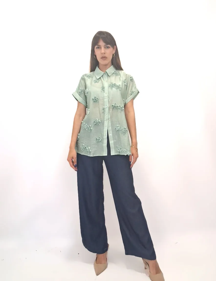 Camisa Flores Verde