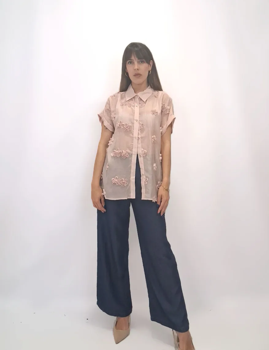 Camisa Flores Rosa