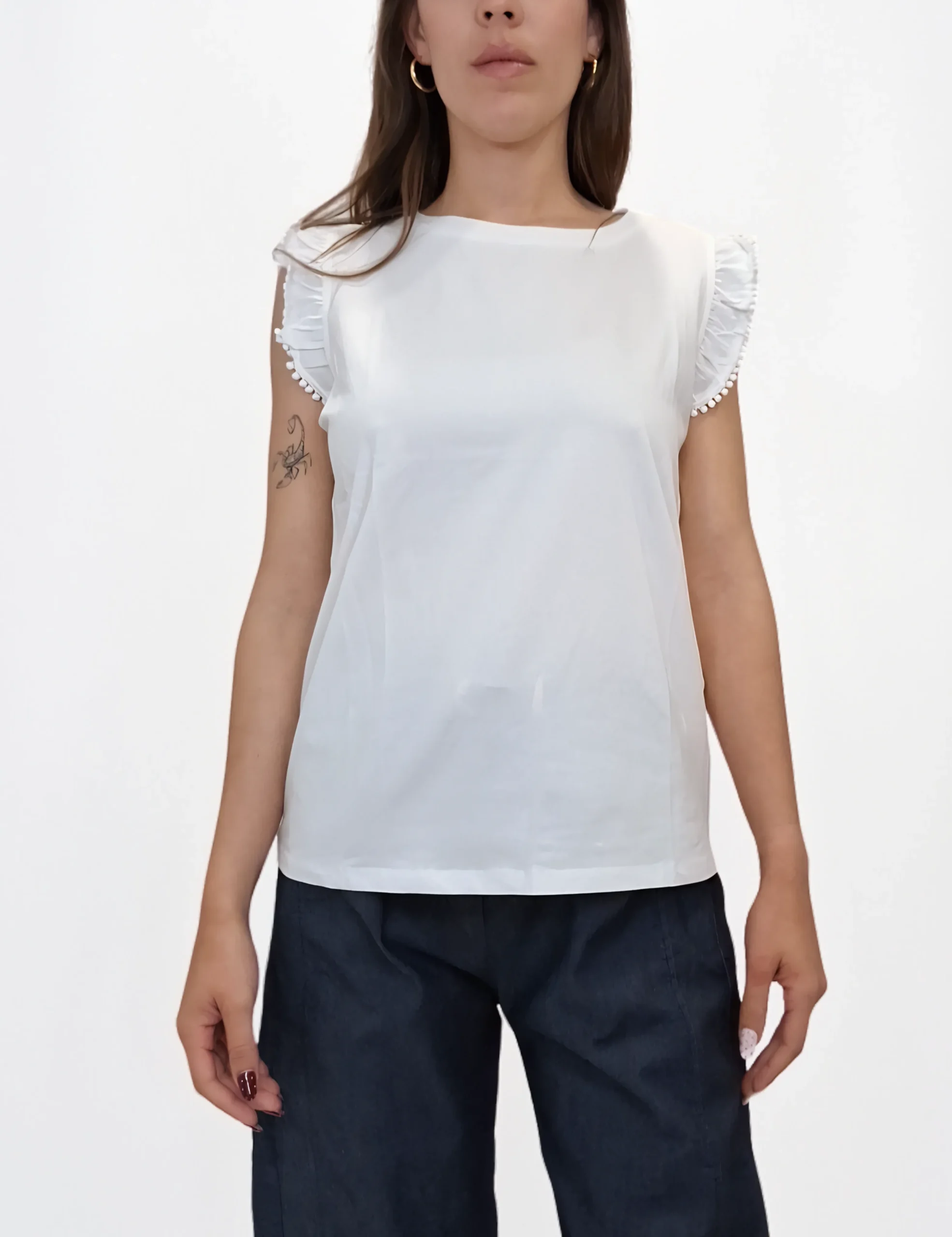 Camiseta Manga Volante Blanca