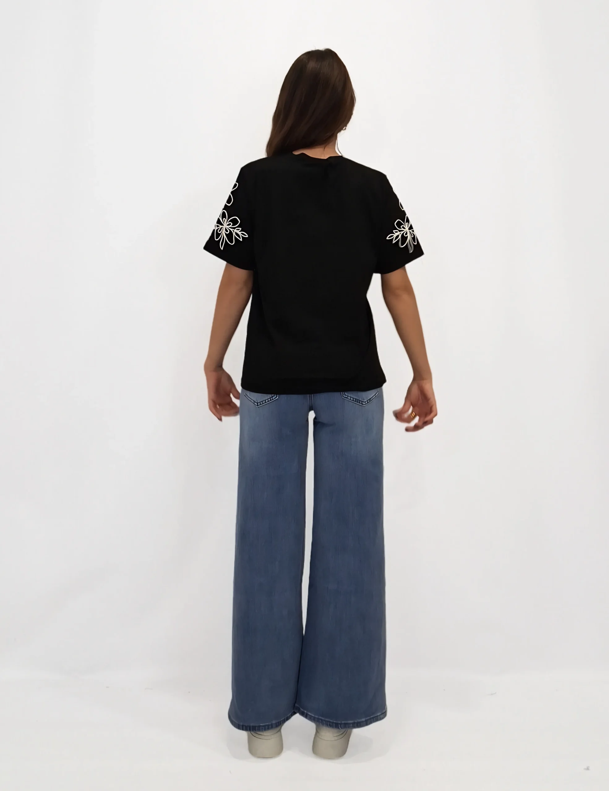 Alternative view of Camiseta Manga Bordada Negro