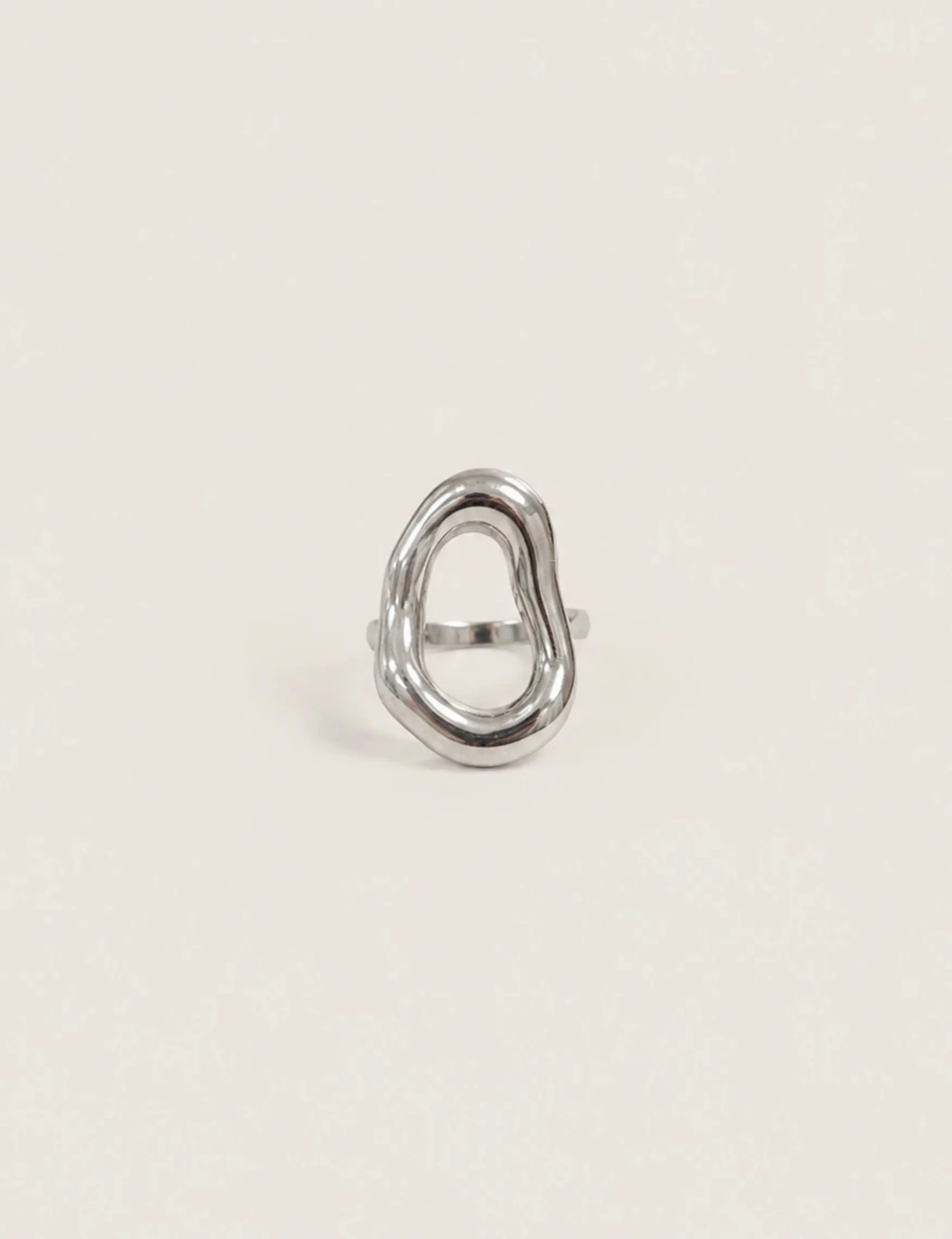 Anillo Acero Ovalado Plata