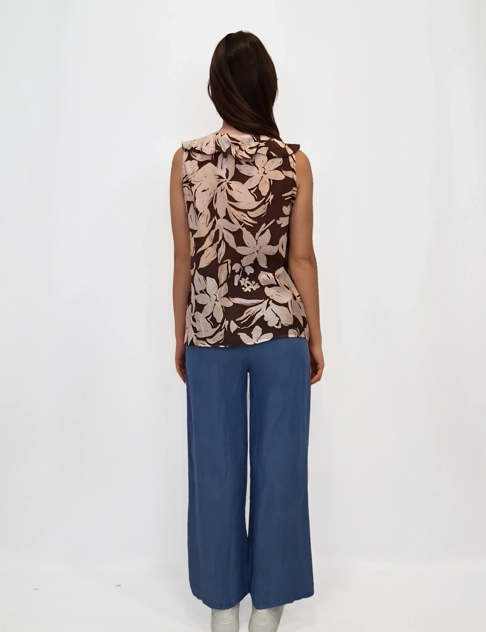 Alternative view of Camisa Volante Marrón y Crema