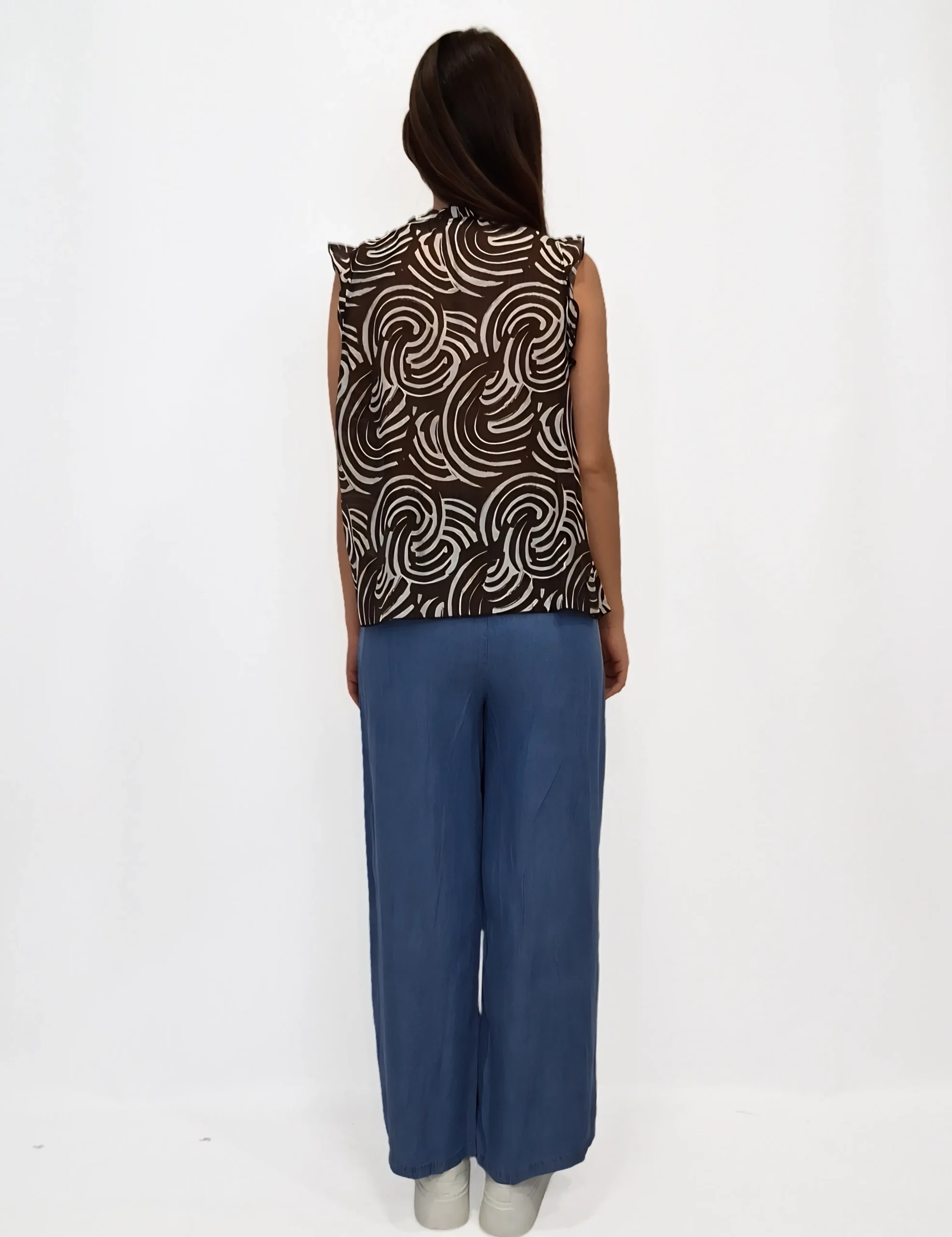 Alternative view of Camisa Volante Chocolate y Crema