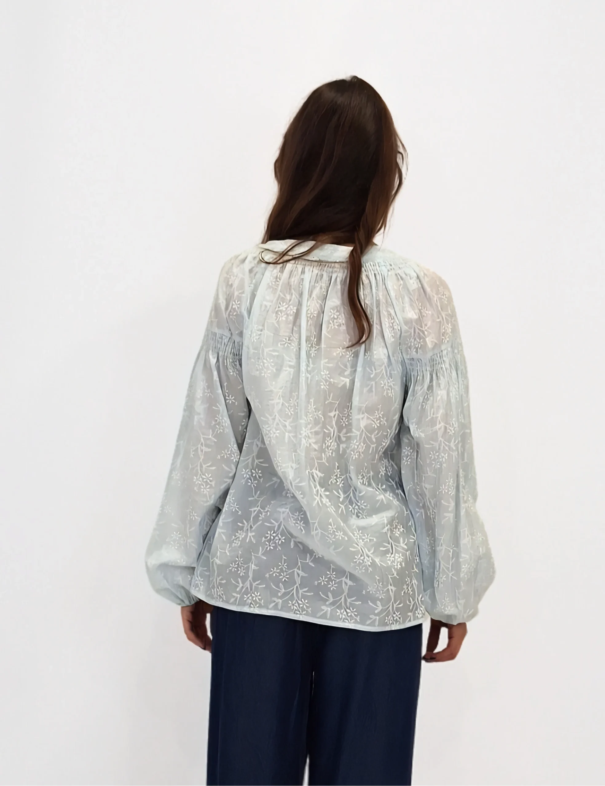Alternative view of Camisa Bordada Mangas Azul