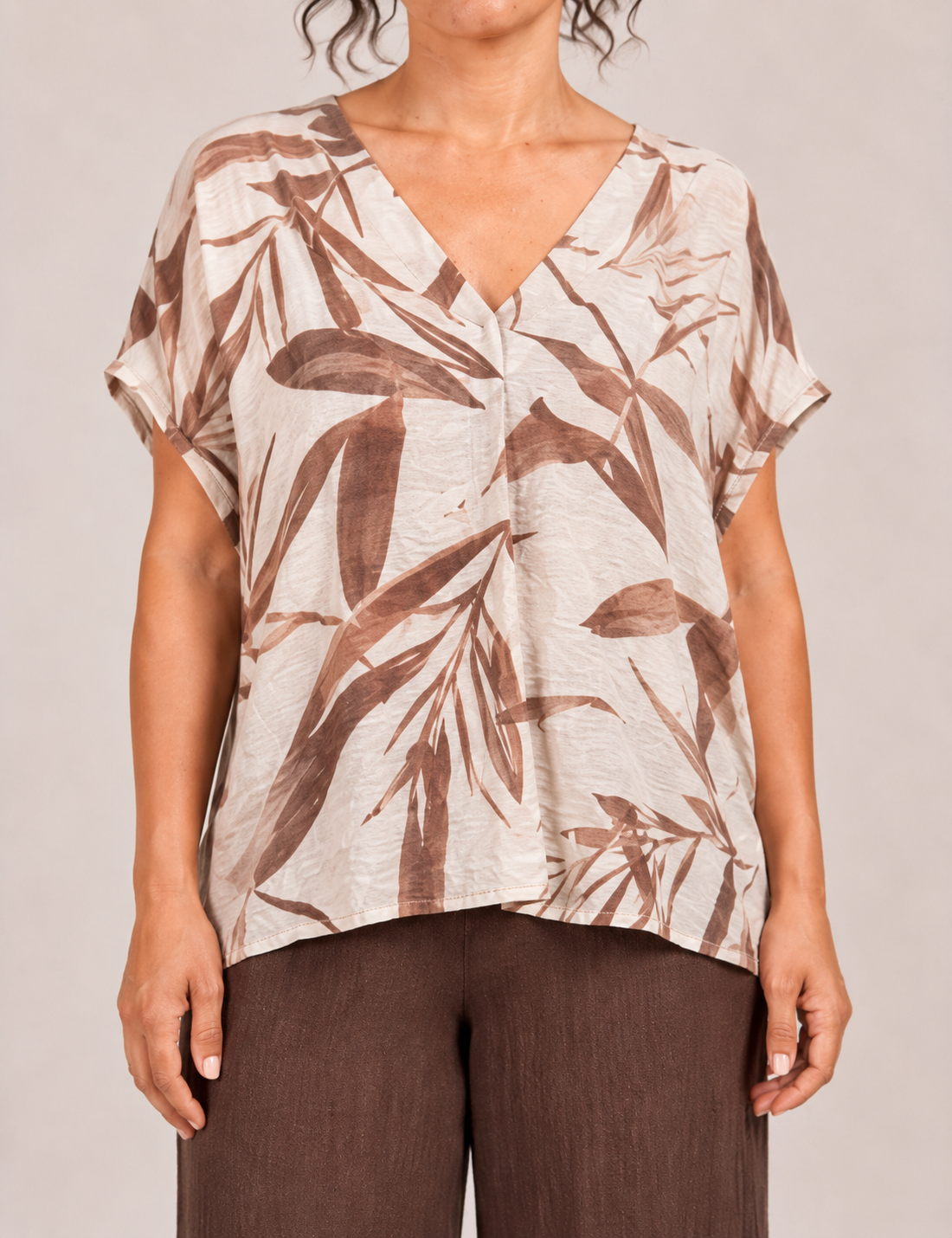 Alternative view of Blusa Estampada Crema y Marrón