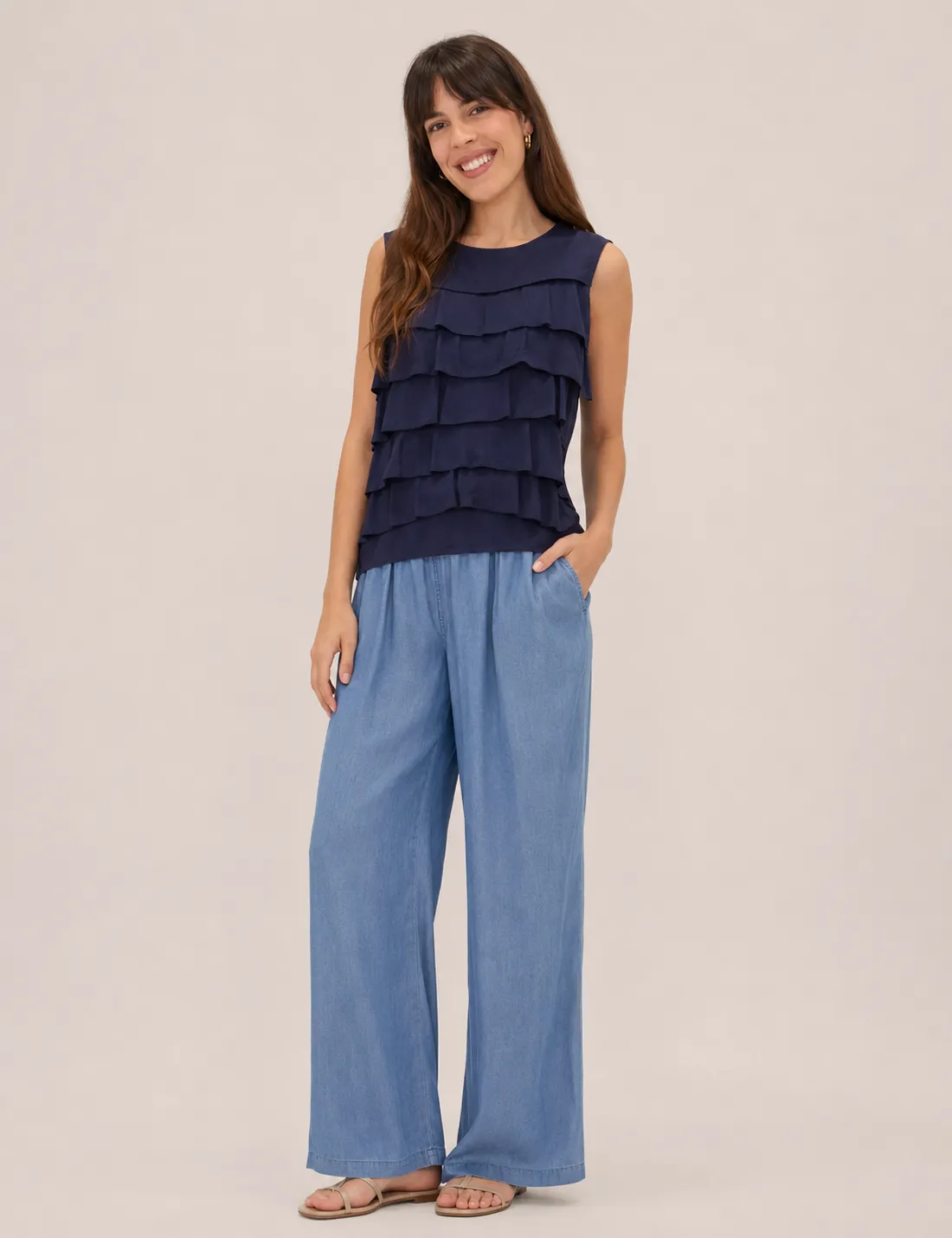 Blusa Volantes Marino