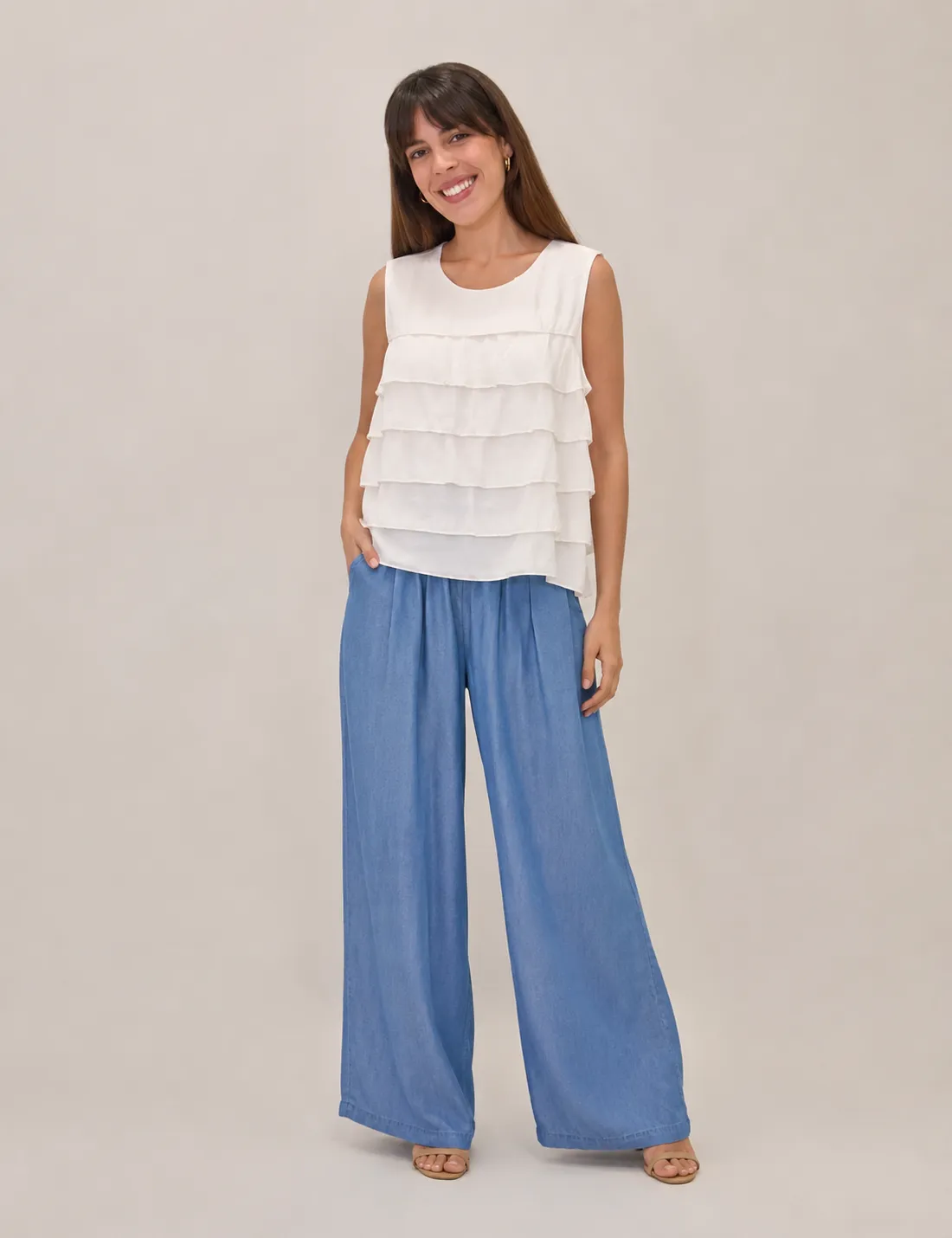 Blusa Volantes Blanco