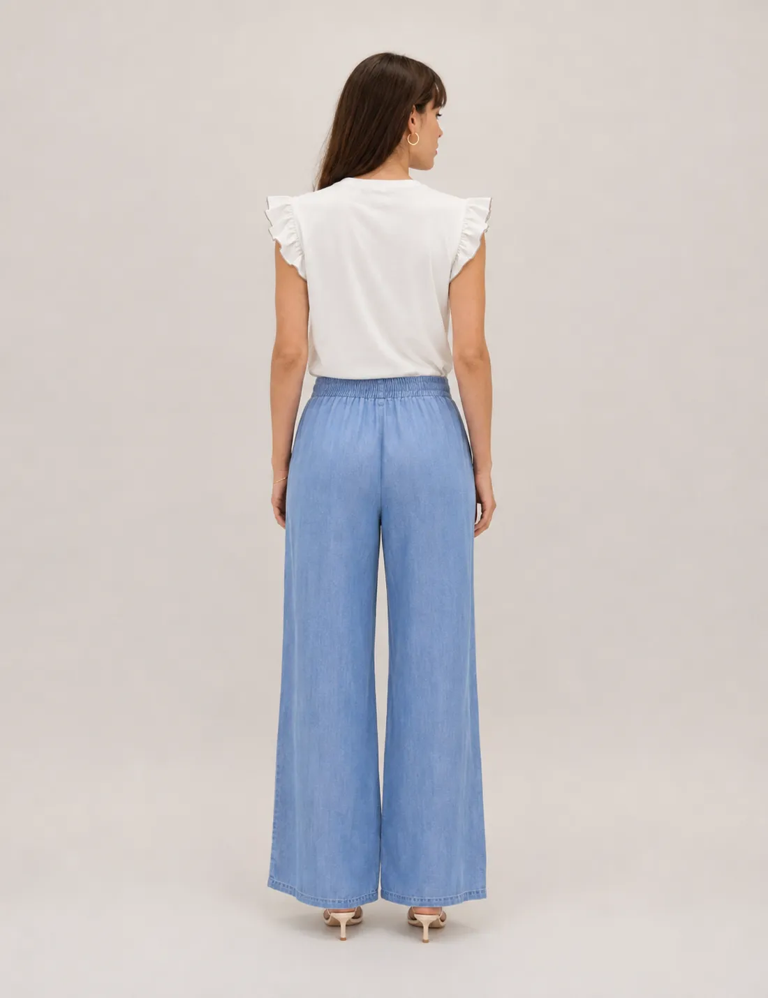 Alternative view of Pantalón Fluido Cinturilla Denim Claro