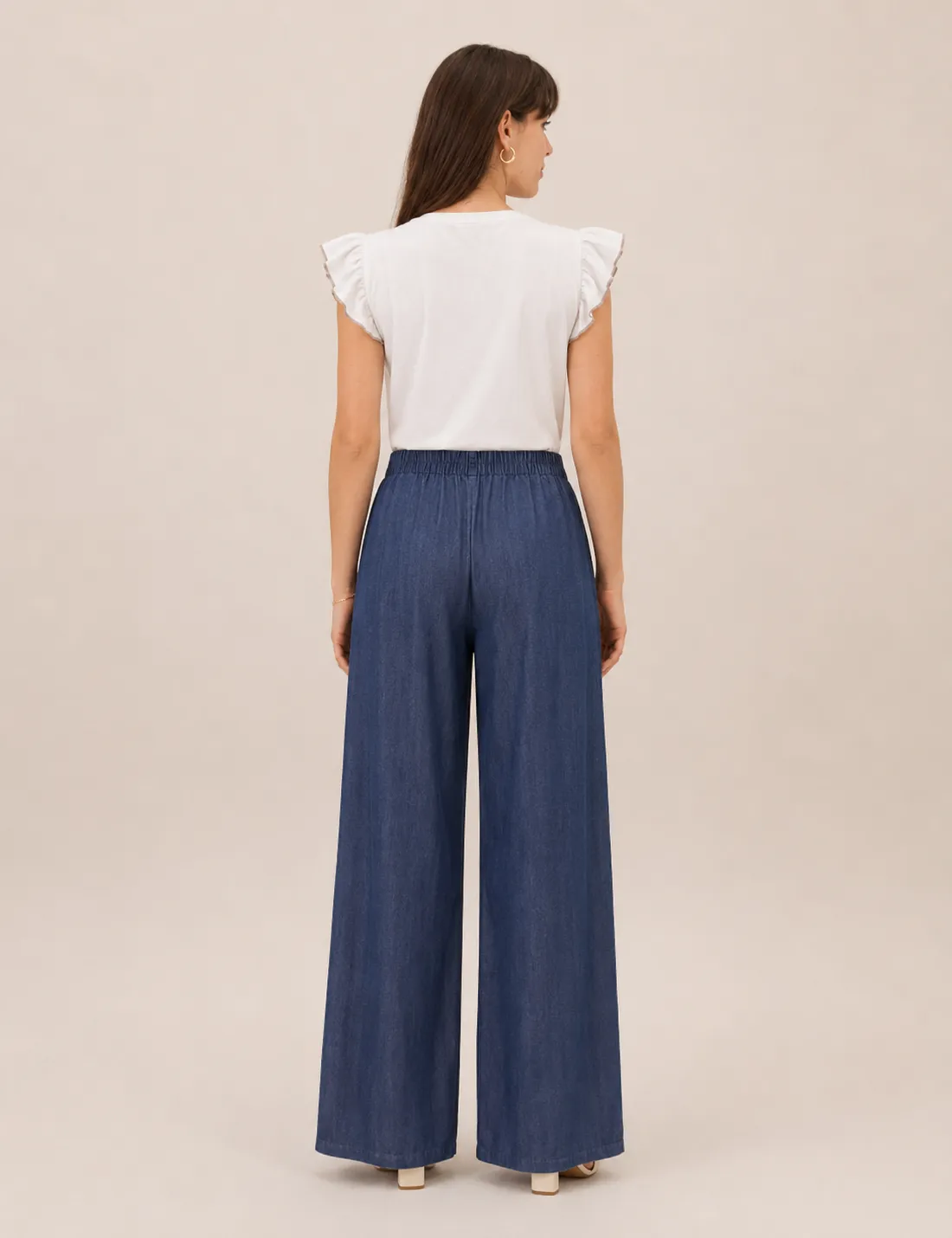 Alternative view of Pantalón Fluido Cinturilla Denim Oscuro