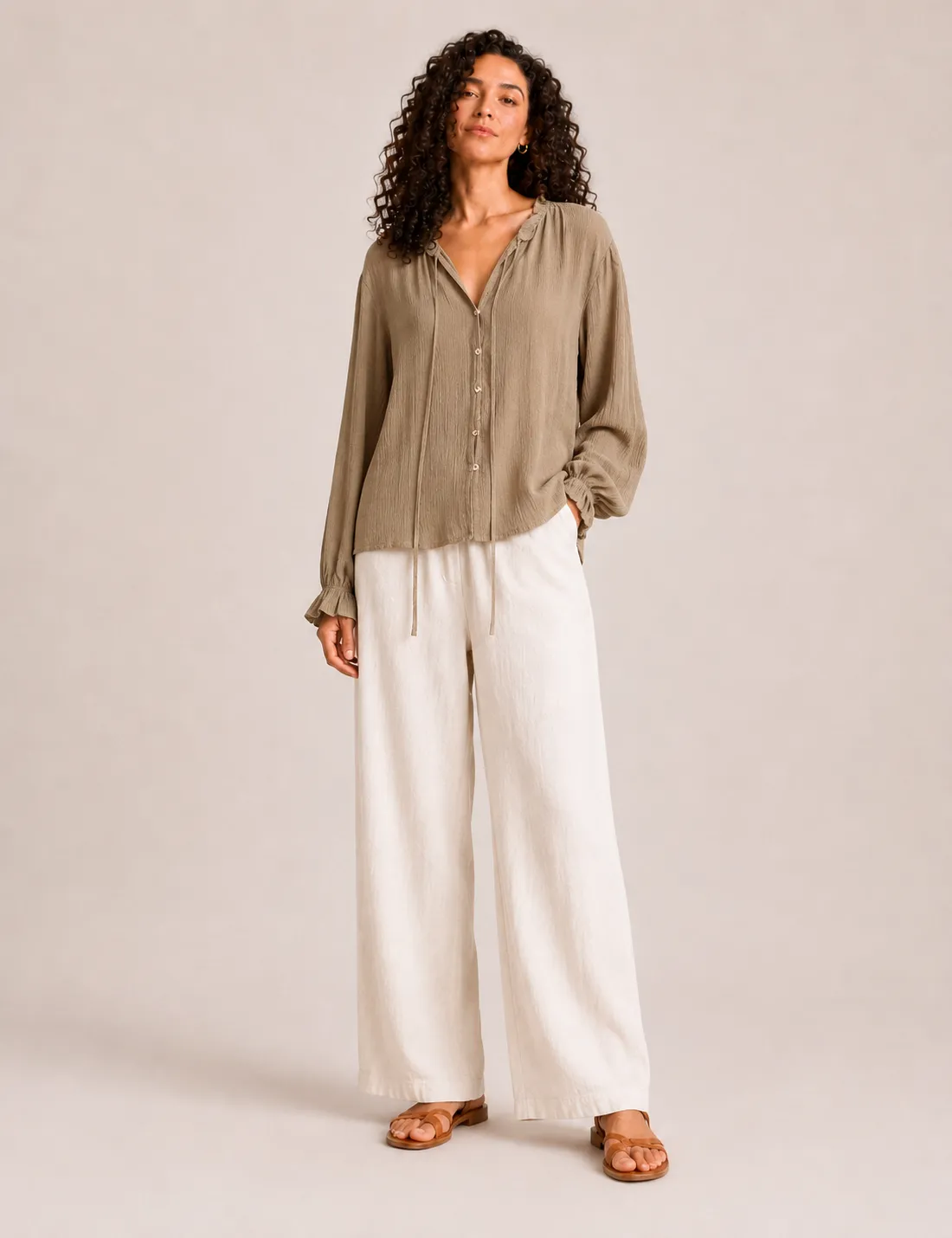Camisa Lisa Cordel Kaki