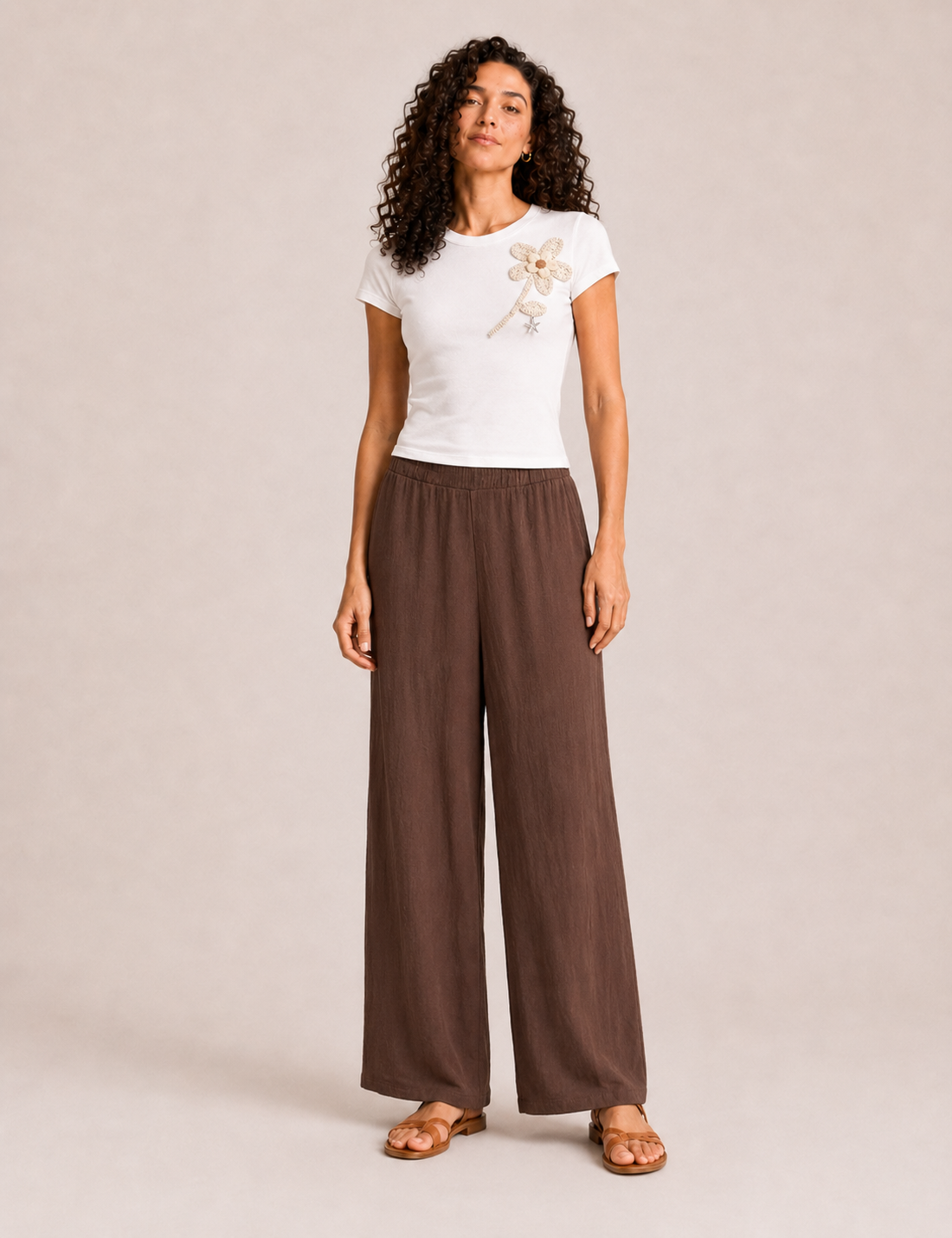 Pantalón Fluido Lino Marrón