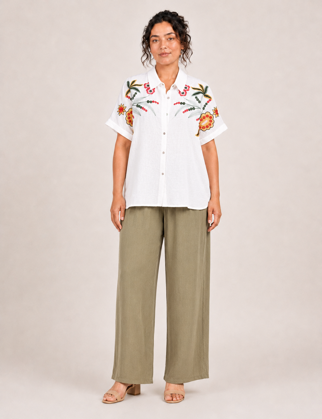 Camisa Bordada Flores