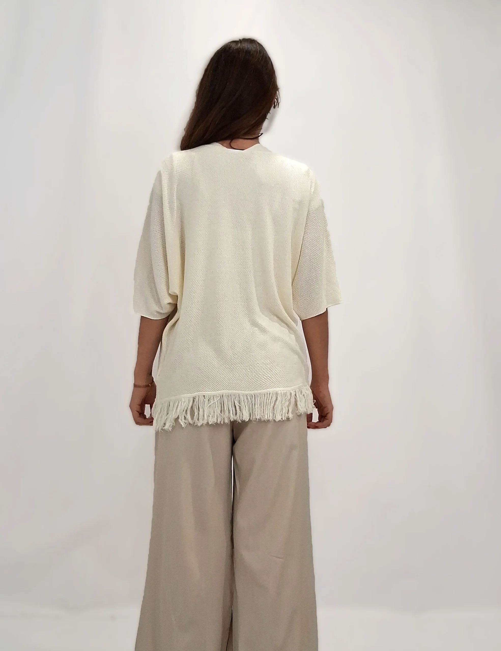 Alternative view of Kimono Punto Flecos Crudo