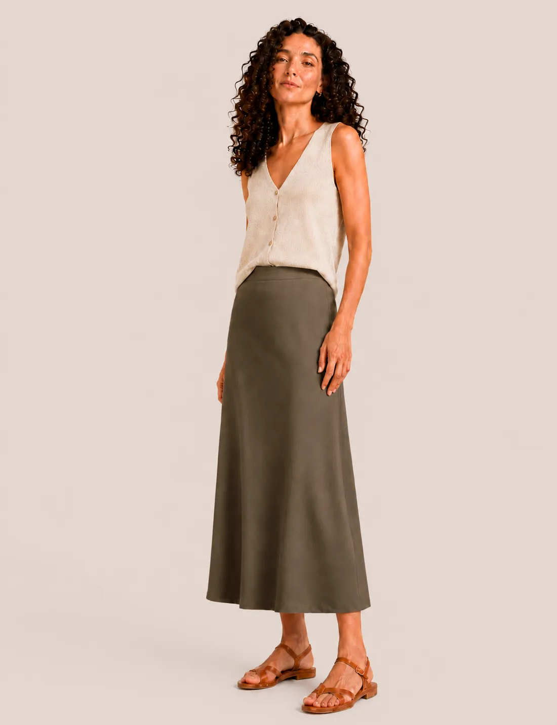 Alternative view of Falda Maxi Kaki