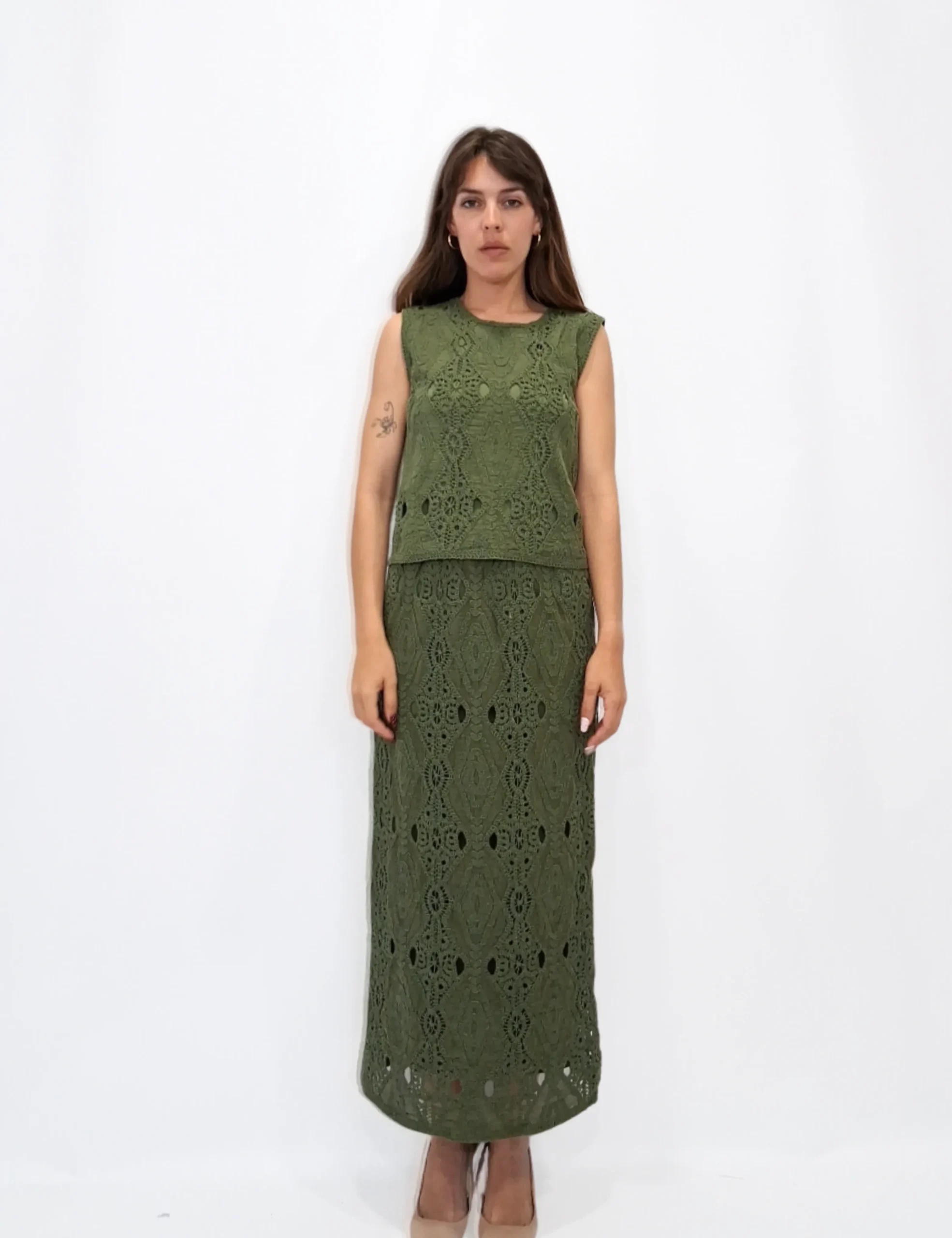 Falda Crochet Kaki