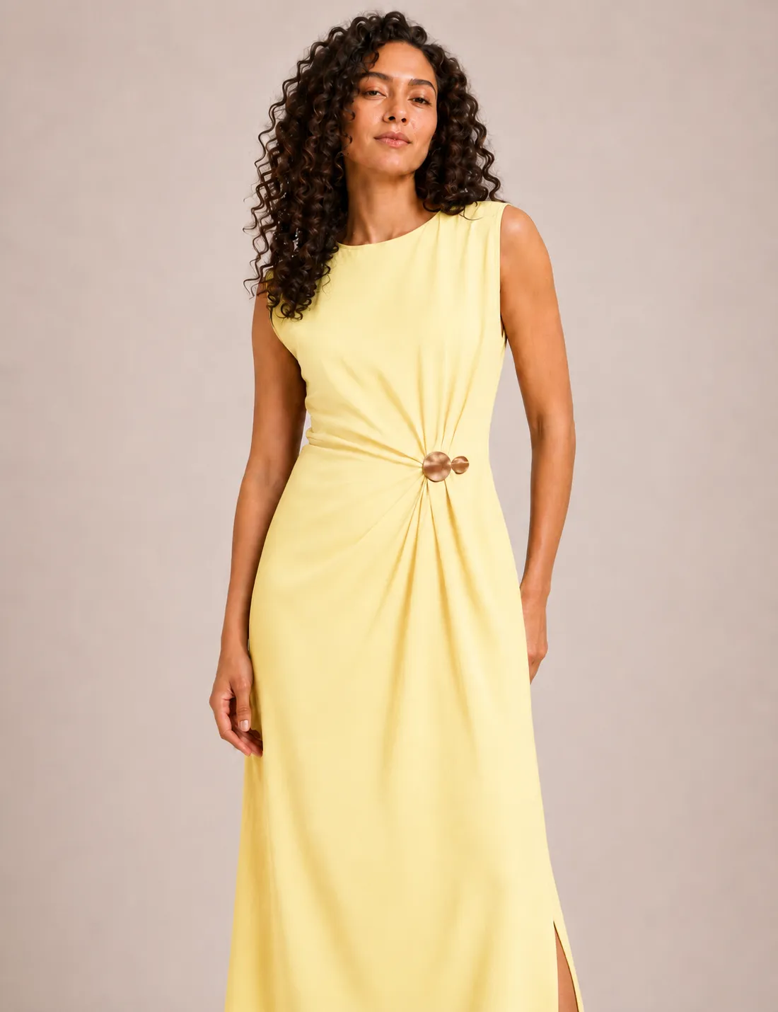 Vestido Maxi Broche Amarillo