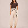 Pantalón Satinado Bombacho Crema