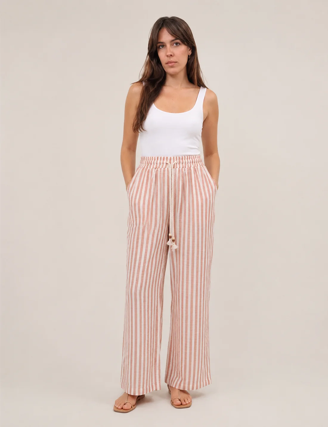 Pantalón Lino Maquillaje-Crema