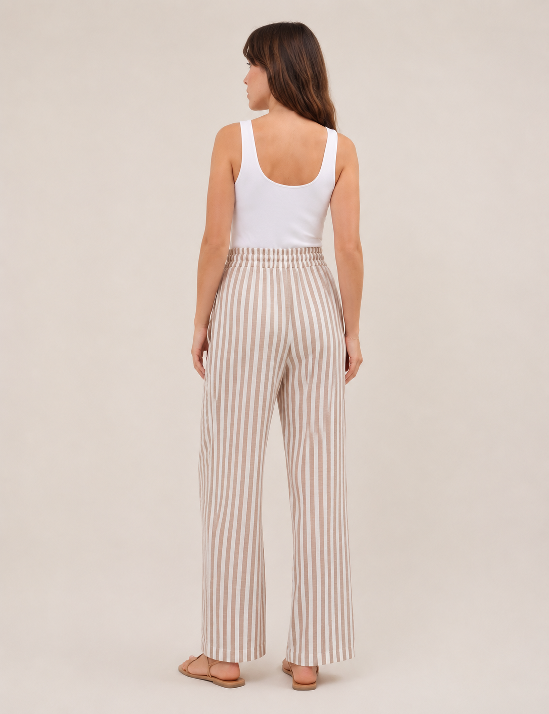 Alternative view of Pantalón Lino Beige-Crema