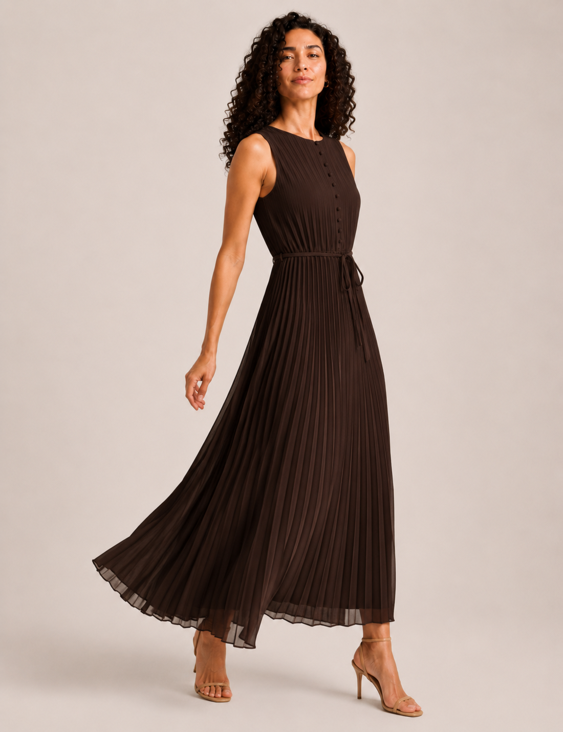 Vestido Plisado Chocolate