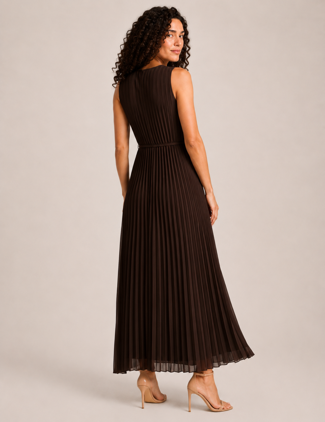 Alternative view of Vestido Plisado Chocolate