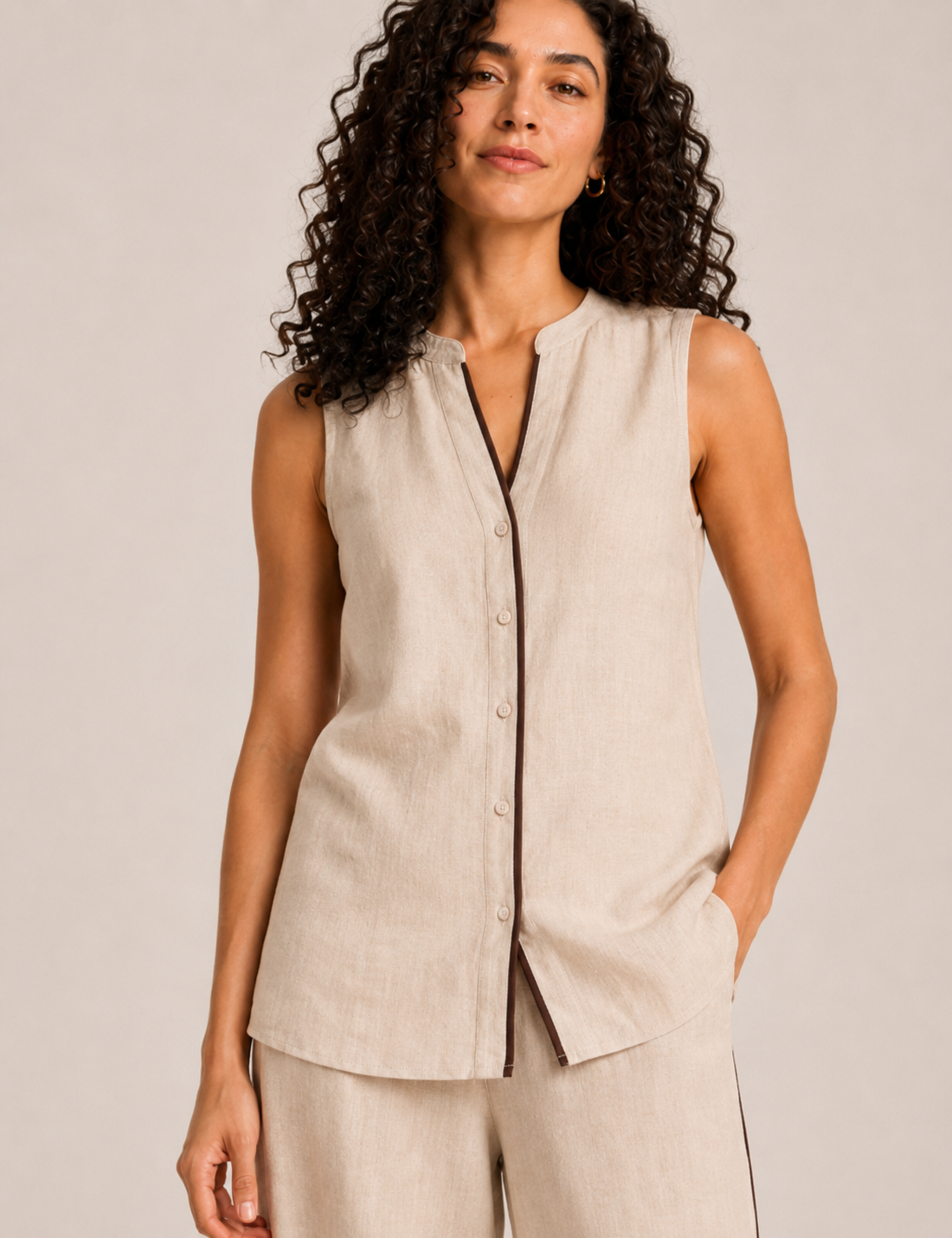 Blusa Contraste Beige