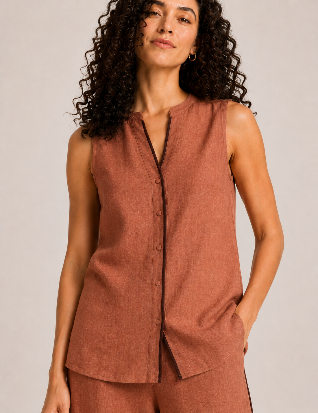 Blusa Contraste Teja