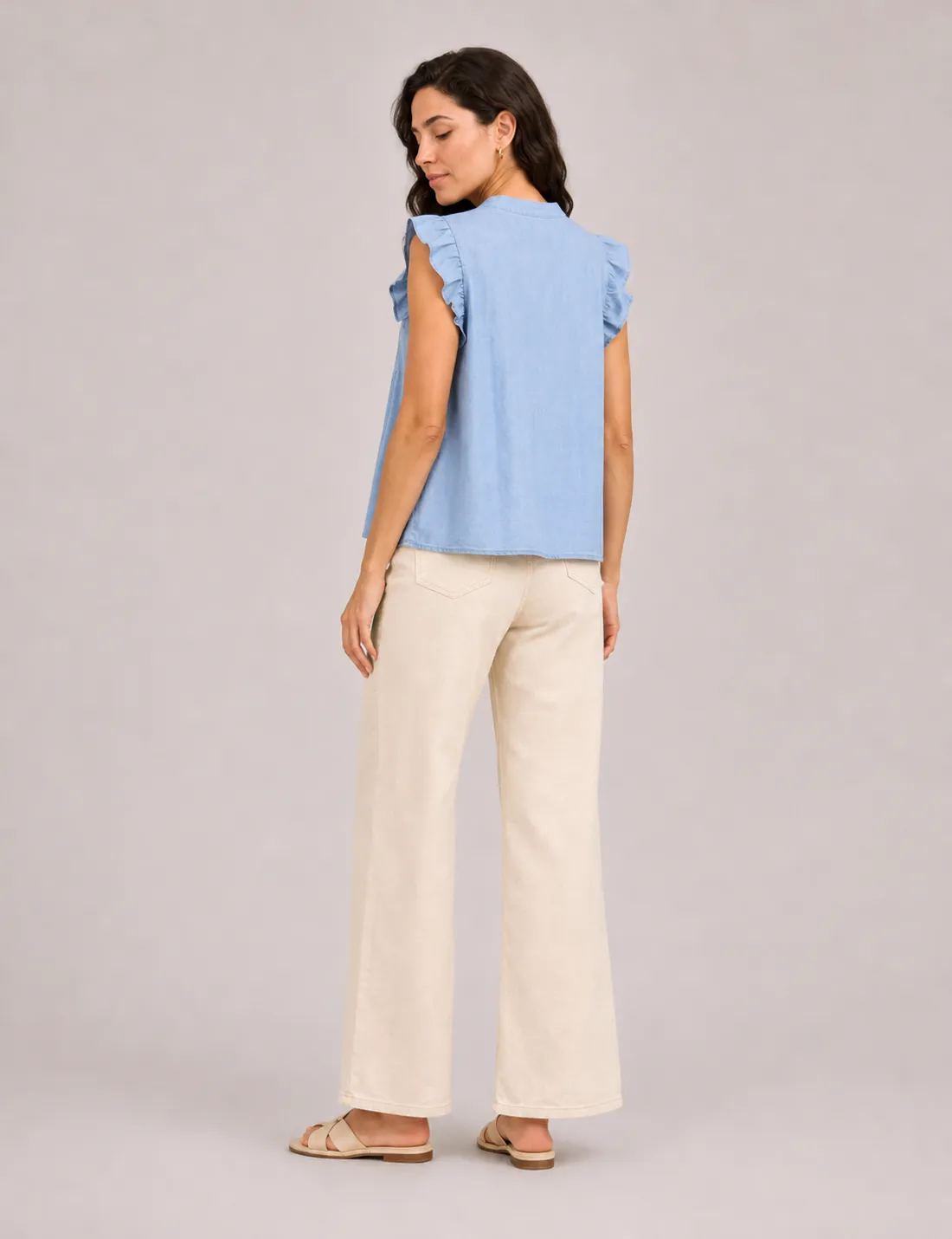 Alternative view of Camisa Manga Volantes Azul