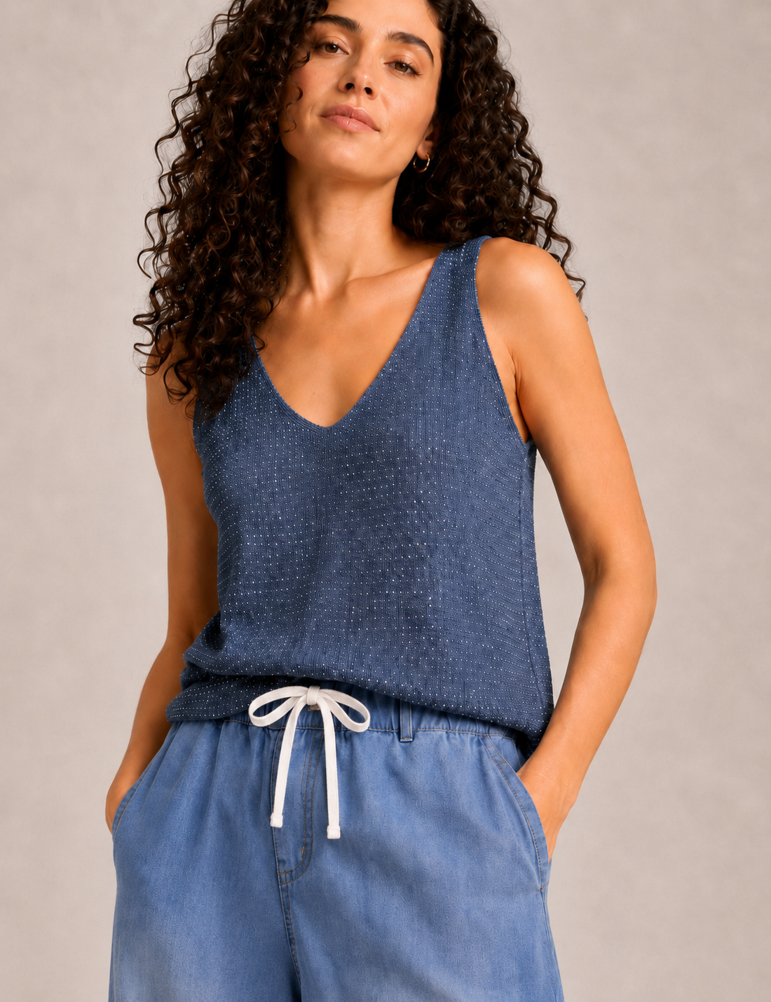 Top Tirantes Lurex Marino
