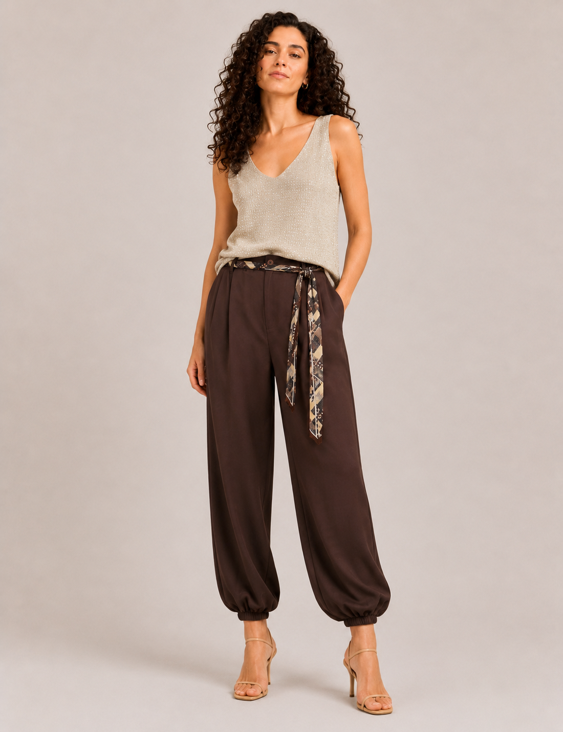 Alternative view of Top Tirantes Lurex Beige
