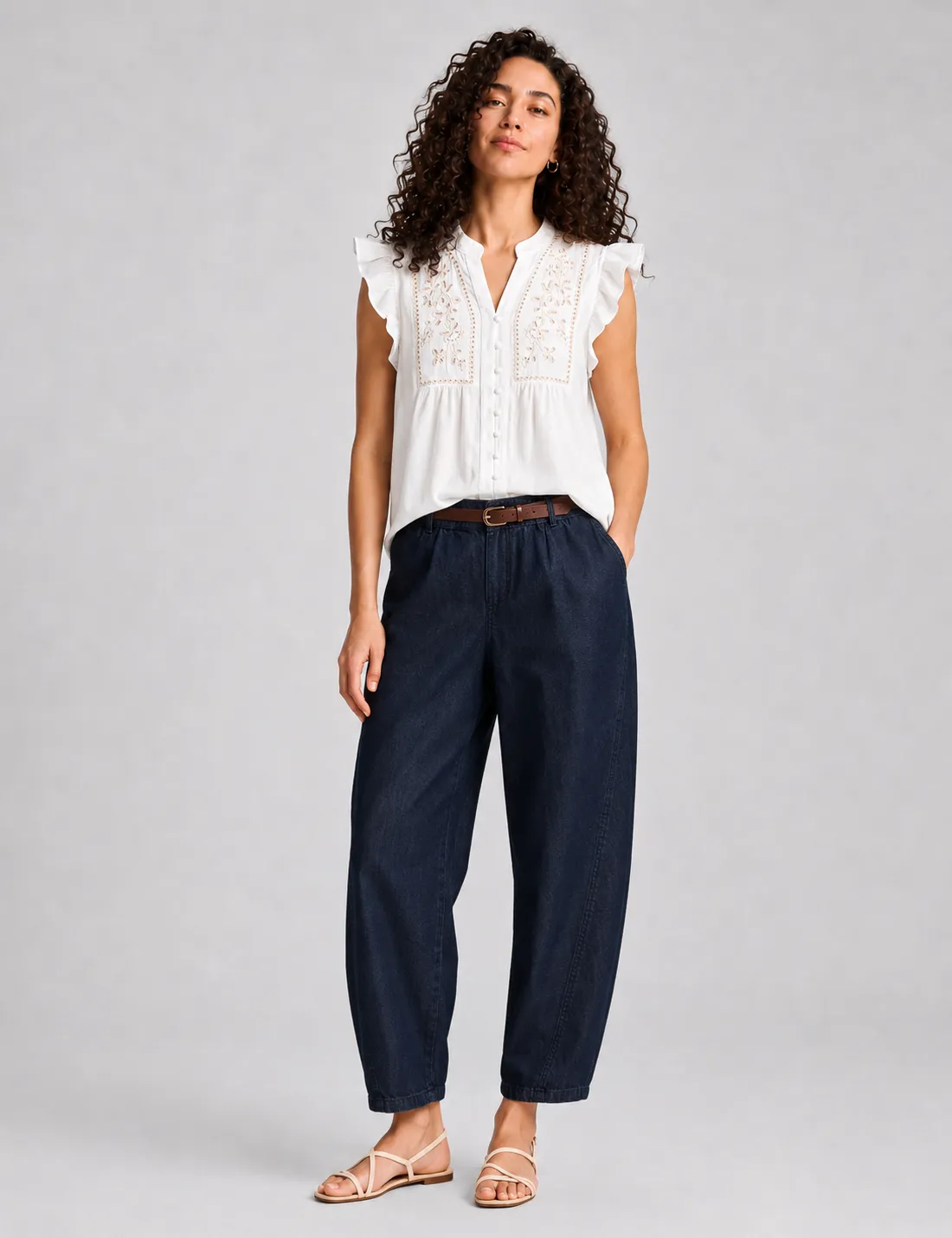 Camisa Manga Volantes Blanca