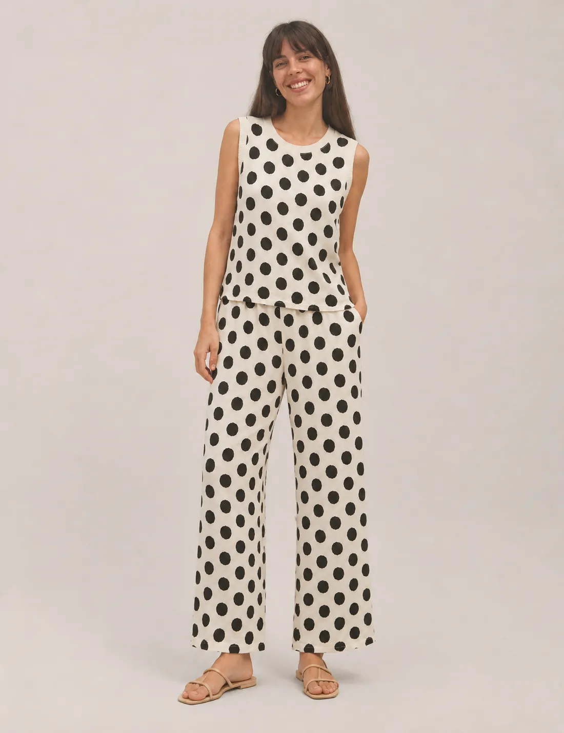 Pantalón Lunares Crema