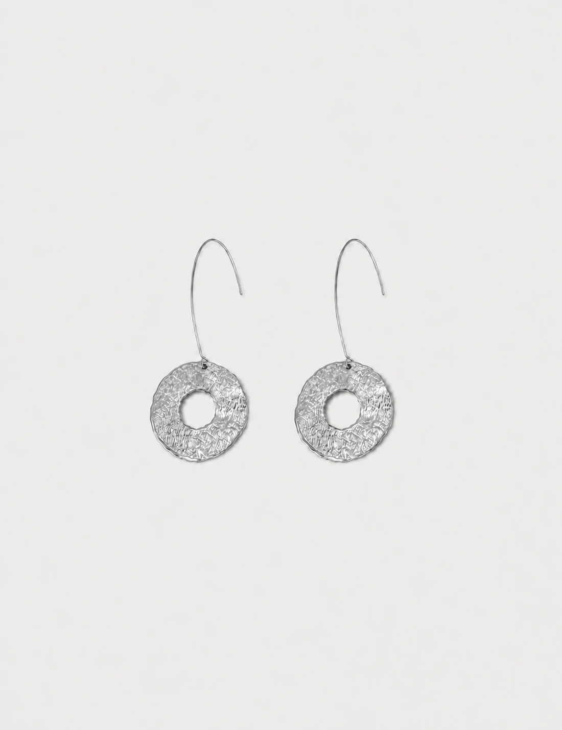 Pendientes Largos Círculo Plata