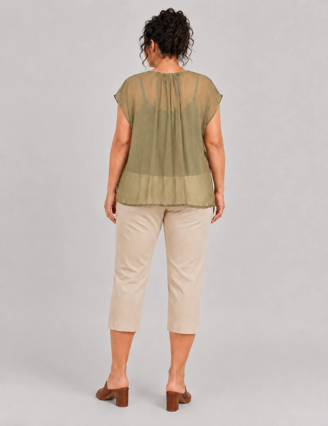 Alternative view of Blusa Tablas Kaki