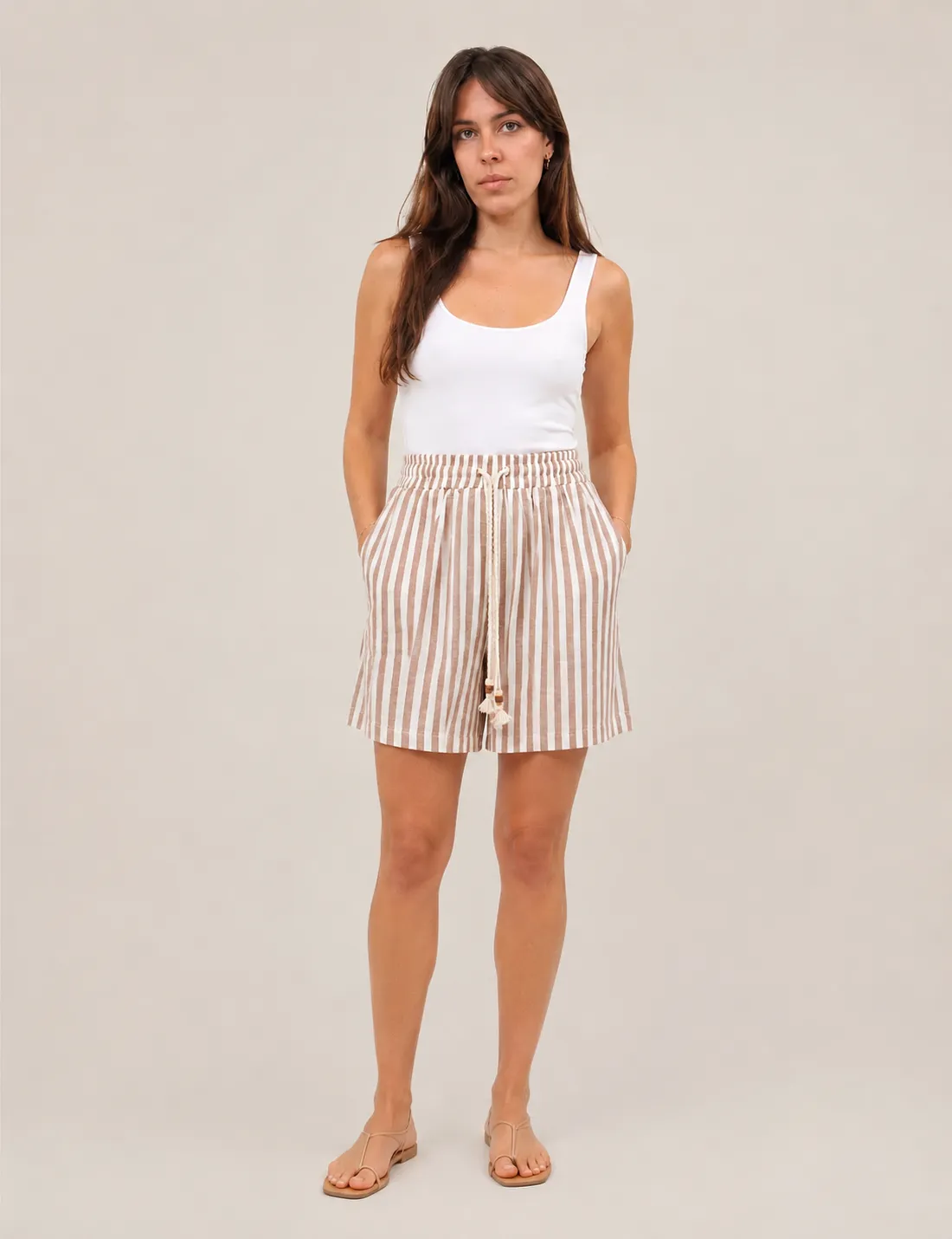Short Lino Beige-Crema