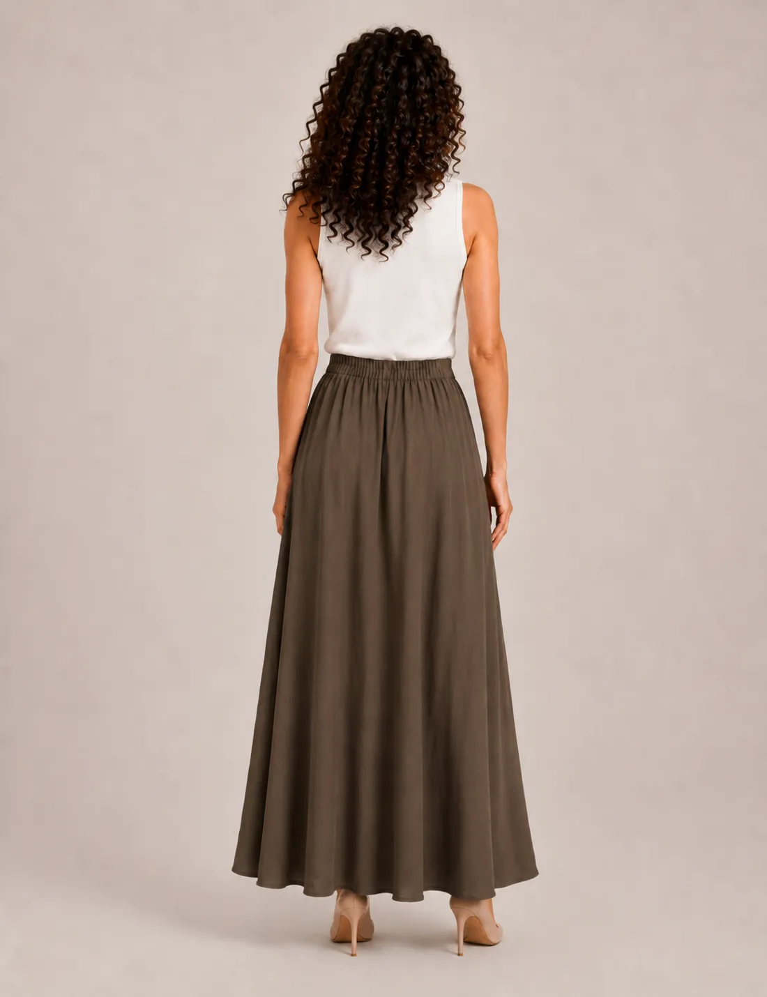 Alternative view of Falda Maxi Fluida Marrón