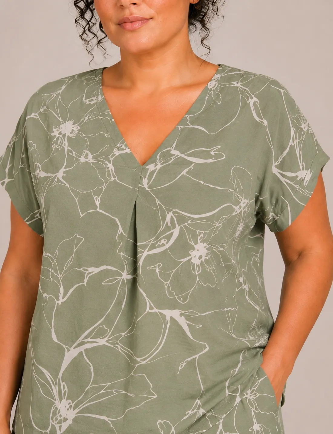 Blusa Pico Estampada Verde