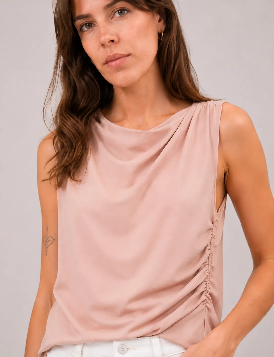 Camiseta Fruncida Rosa