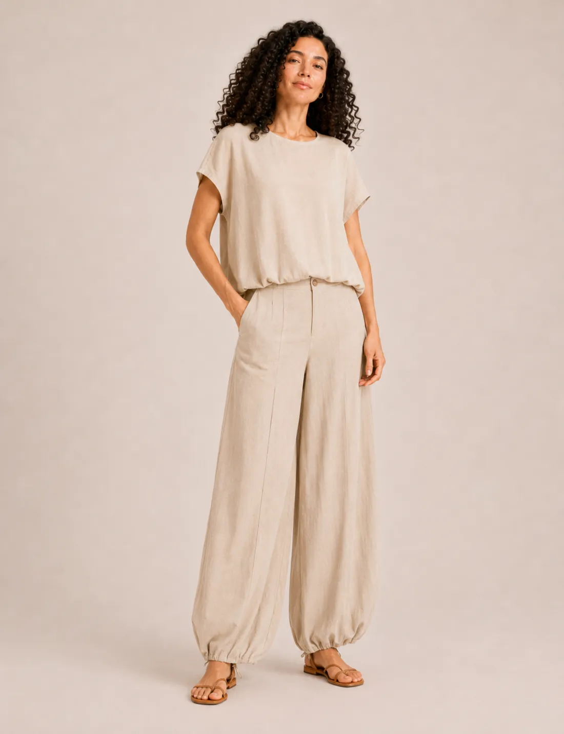 Pantalón Bombacho Crema