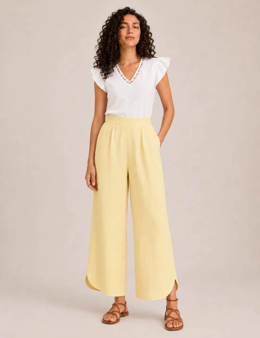 Pantalón Fluido Apertura Amarillo