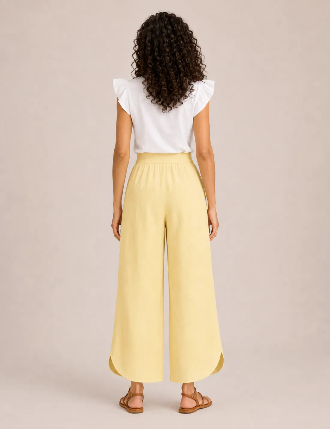 Alternative view of Pantalón Fluido Apertura Amarillo