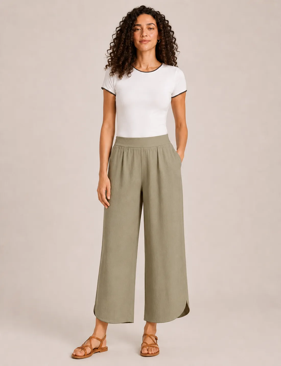Pantalón Fluido Apertura Kaki