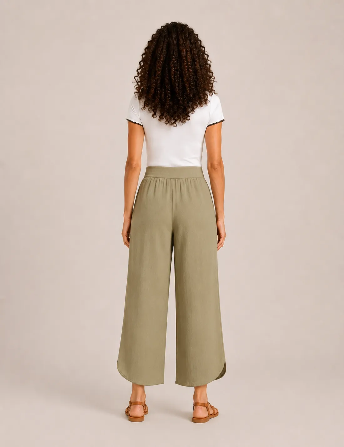 Alternative view of Pantalón Fluido Apertura Kaki