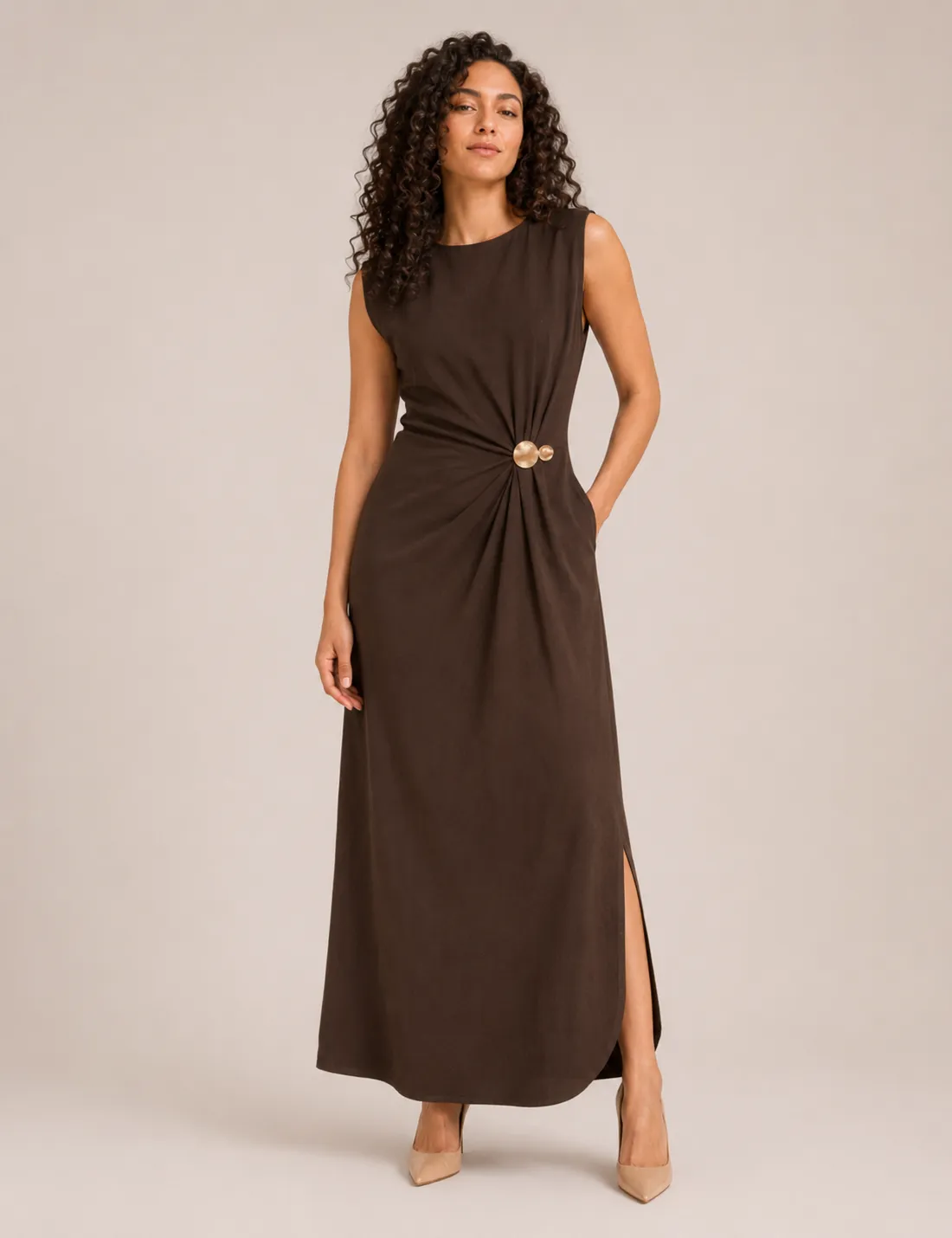 Vestido Maxi Broche Chocolate
